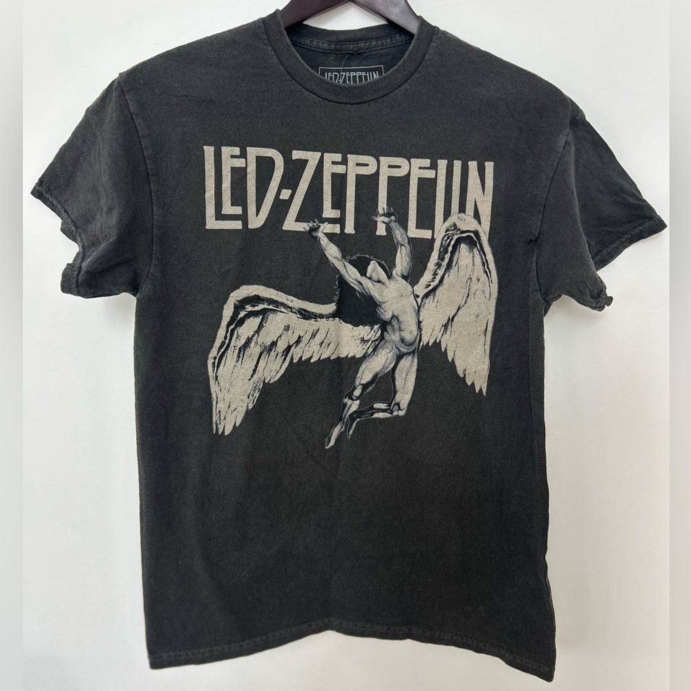 Led Zeppelin Icarus Band Tee Black Graphic T-Shirt Men’s Medium Rock Classic